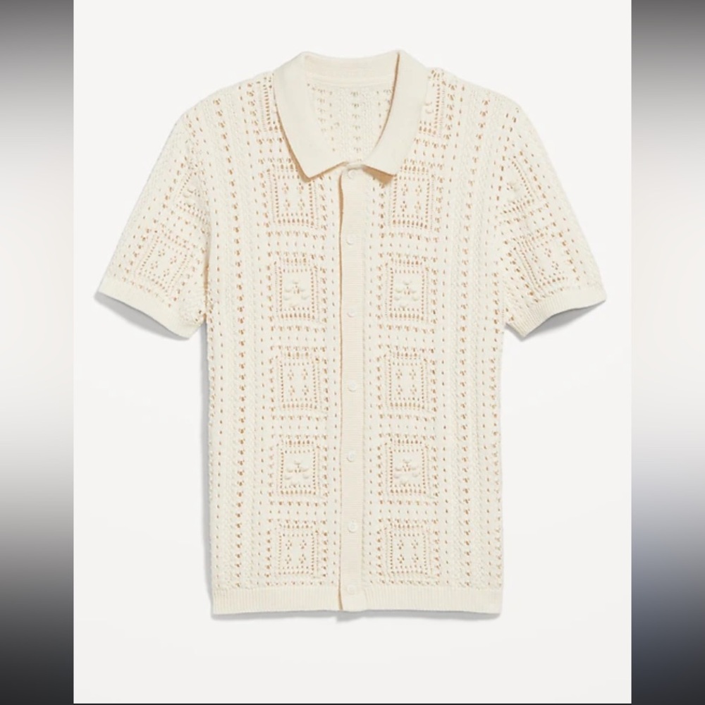 Old navy sweater Knit polo shirt size M NWT beige classic casual boho cotton